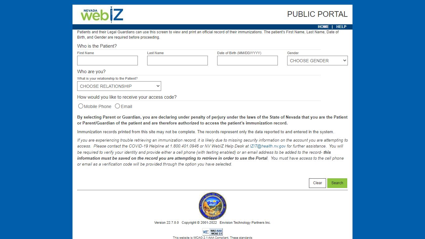 Public Portal - IZ Record