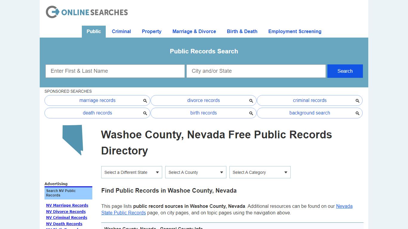 Washoe County, Nevada Public Records Directory